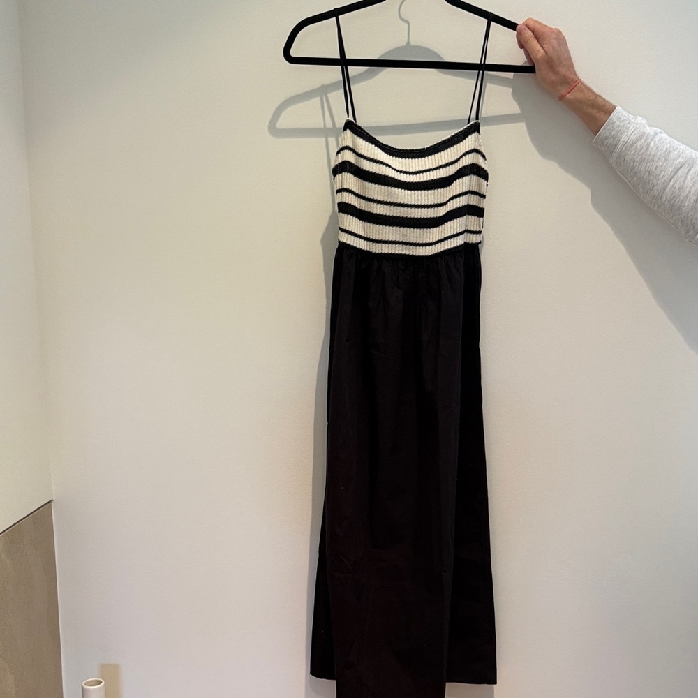 Zara Black and White Striped Maxi Dress